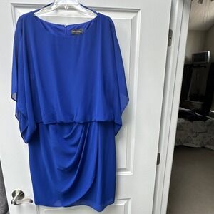 Jessica Howard Dress Faux-Wrap Women's 18W Cape Top Elastic Waist Short Sleeve‎